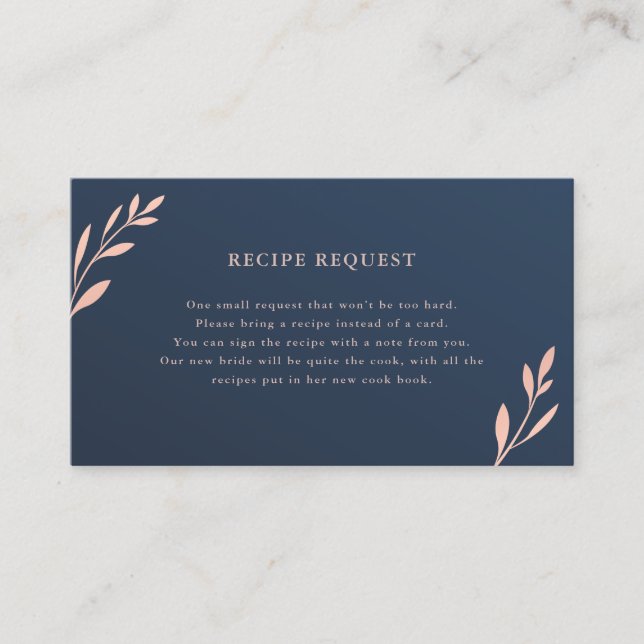 Carte de demande de recette marine et feuillage ro (Devant)