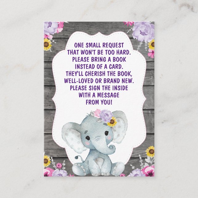 Carte de demande de réservation Fille Eléphant ros (Devant)