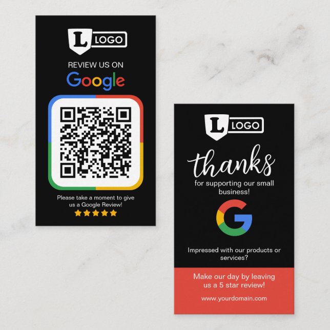 Carte de demande de révision Google avec carte de  (Devant / Derrière)