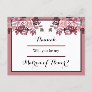 Carte de demande d'honneur Dusty Rose Bourgogne