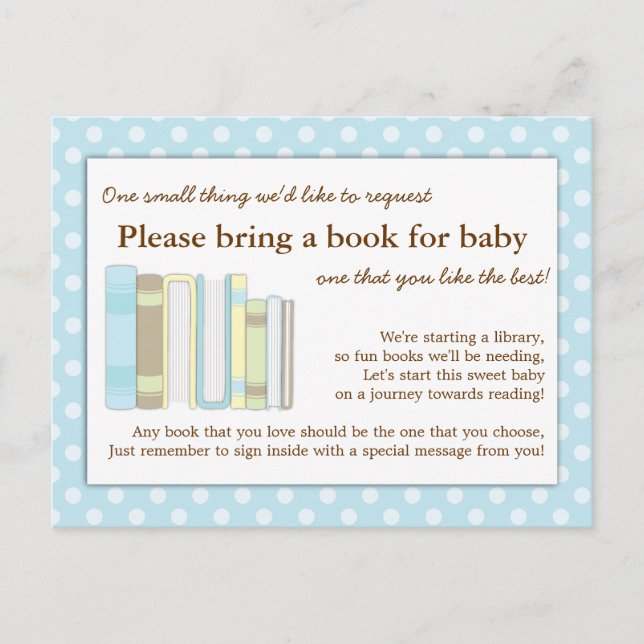 Carte de demande d'insertion de Baby shower bleu m (Devant)