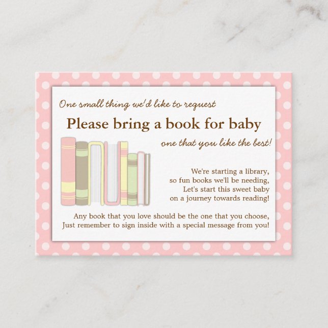 Carte de demande d'insertion de livre de Baby show (Devant)