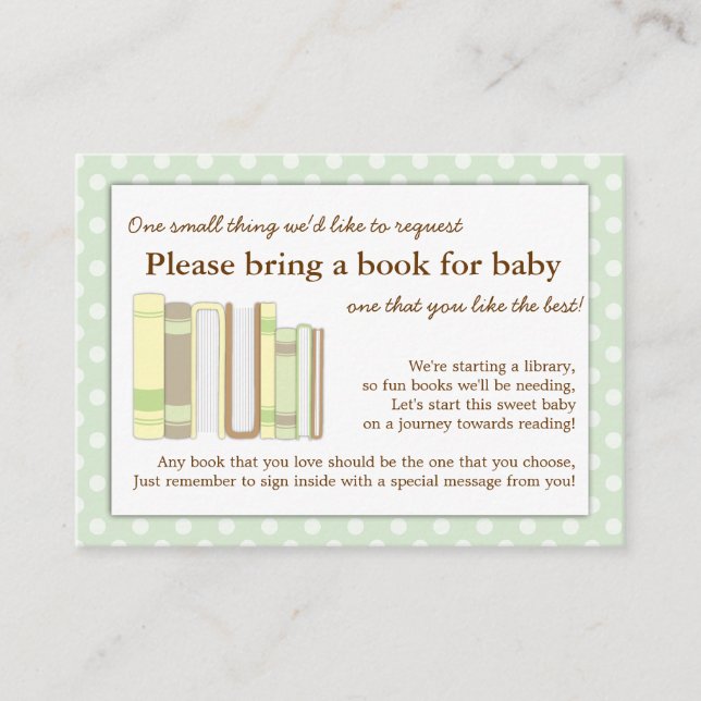 Carte de demande d'insertion du livre de Baby show (Devant)
