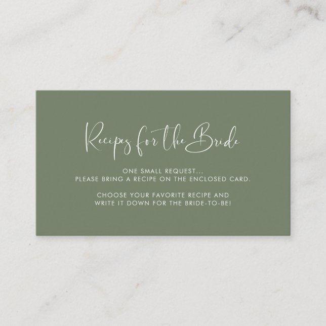 Carte de demande Elegant Dark Sage green Recette (Devant)