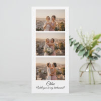 Carte de demande en mariage avec bande de 3 photos