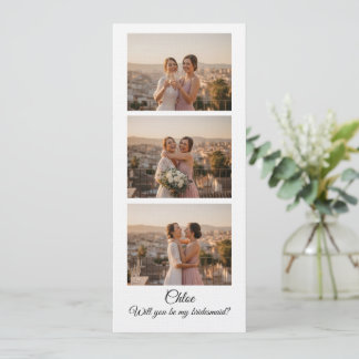 Carte de demande en mariage avec bande de 3 photos