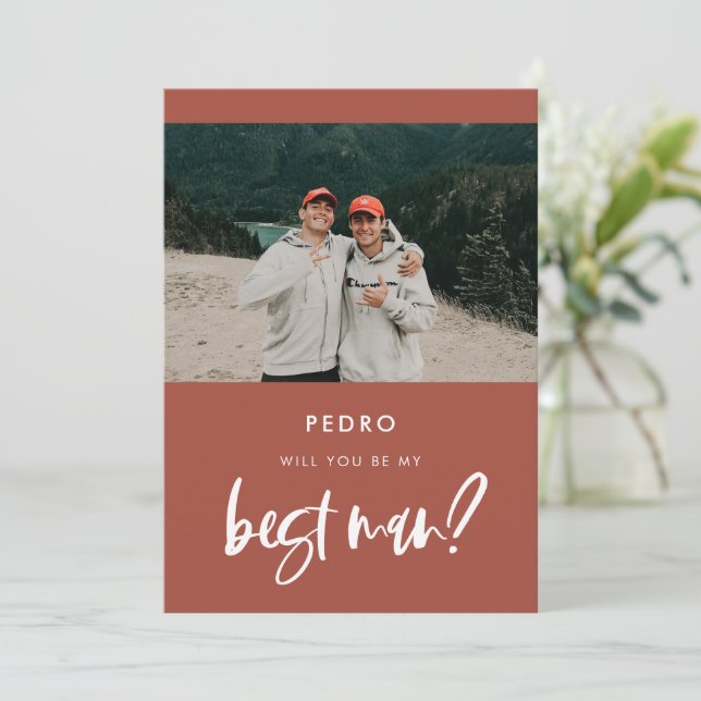 Carte de demande en mariage pour le témoin en briq (Debout devant)