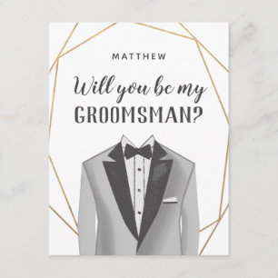 Carte de demande Geo Gold Tuxedo Groomsman