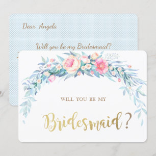 Carte de demoiselle d'honneur Fleurs à l'aquarelle