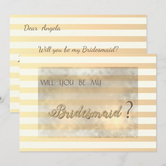 Carte de demoiselle d'honneur moderne chic à rayur (Devant / Derrière)