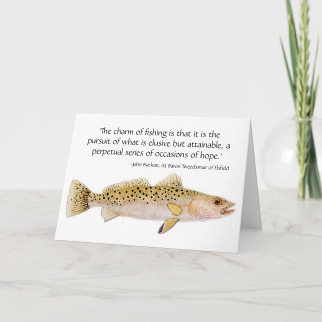 Carte de départ avec citation de pêche (Devant)