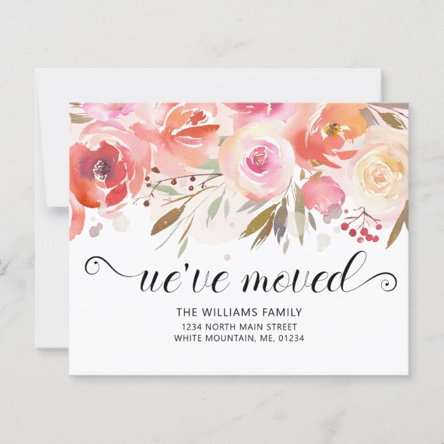 Carte de déplacement budgétaire florale Blush Rose (Devant)