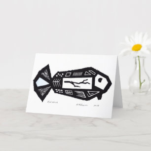 Carte de design de linocut de bâtonnet de poisson