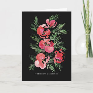 Carte de design des fleurs de Noël rouge Aquarelle