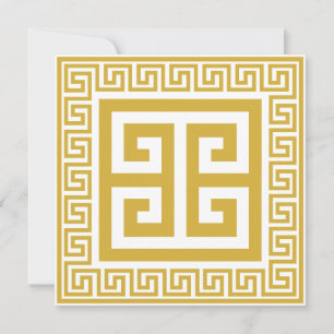 Carte de design doré Motif clé grecque