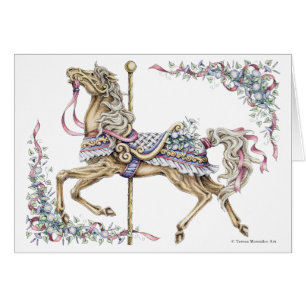 Carte de dessin à l'encre de cheval de carrousel