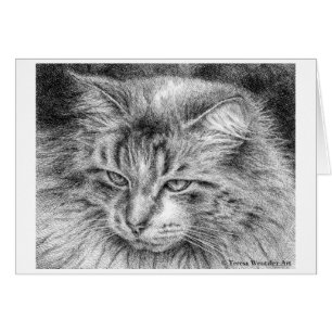 Carte de dessin à l'encre de portrait pelucheux d