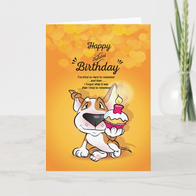 Carte de dessin Bull Terrier "Joyeux Anniversaire  (Devant)