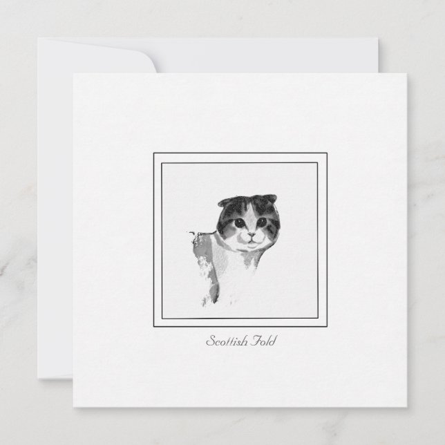Carte de dessin de chat plié écossais mignon (Devant)