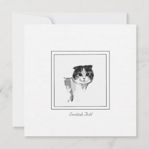 Carte de dessin de chat plié écossais mignon