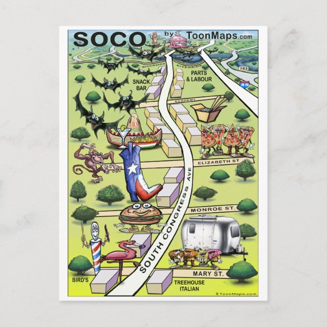 Carte de dessin de South Congress Ave ATX (Devant)