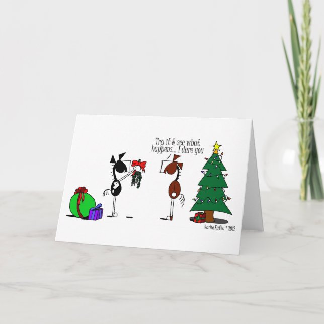 Carte de dessin drôle pour Cheval Mistletoe (Devant)