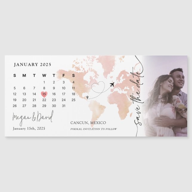 Carte de destination Calendrier Heart Photo Enregi (Devant)