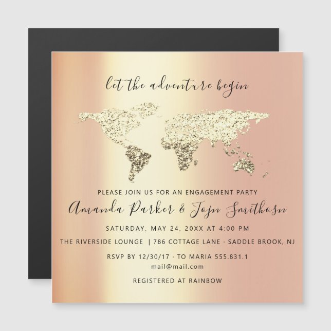 Carte de destination mondiale Globe Mariage nuptia (Devant / Derrière)
