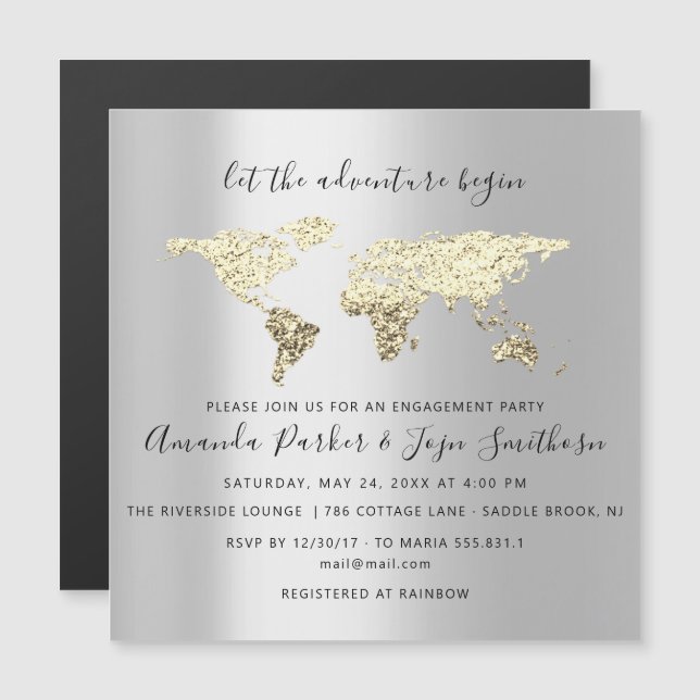 Carte de destination mondiale Mariage de la mariée (Devant / Derrière)