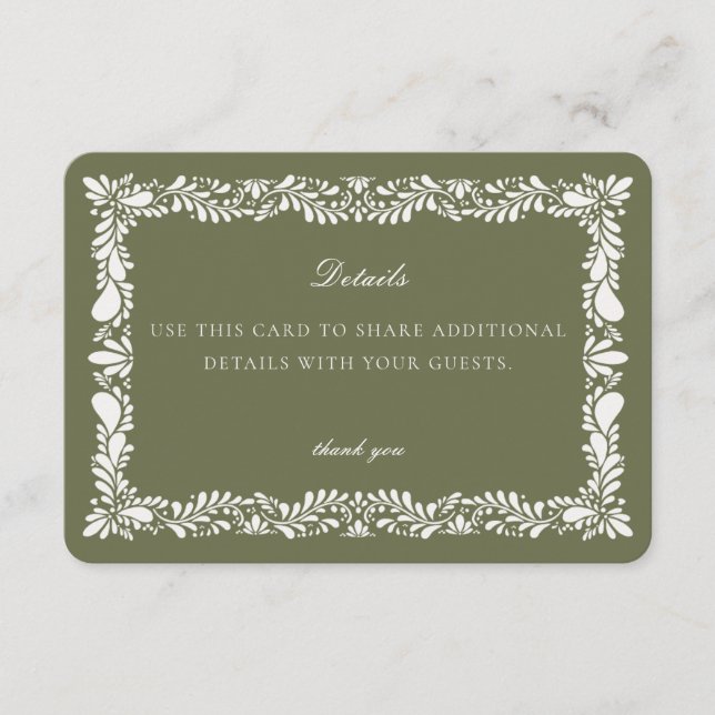 Carte de détail avec insertion pour invitation en  (Devant)