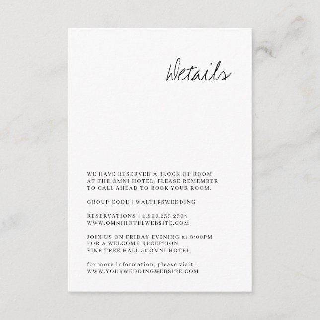 Carte de détail de Mariage à main moderne (Devant)