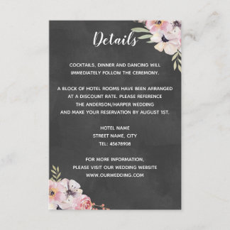Carte de détail de mariage Boho Floral Chalkboard