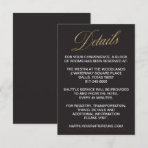 Carte de détail de mariage du Nouvel An élégant or
