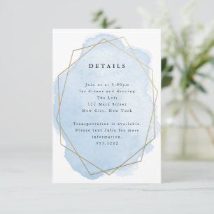 Carte de détail du cadre Gold Geo, Aquarelle bleue