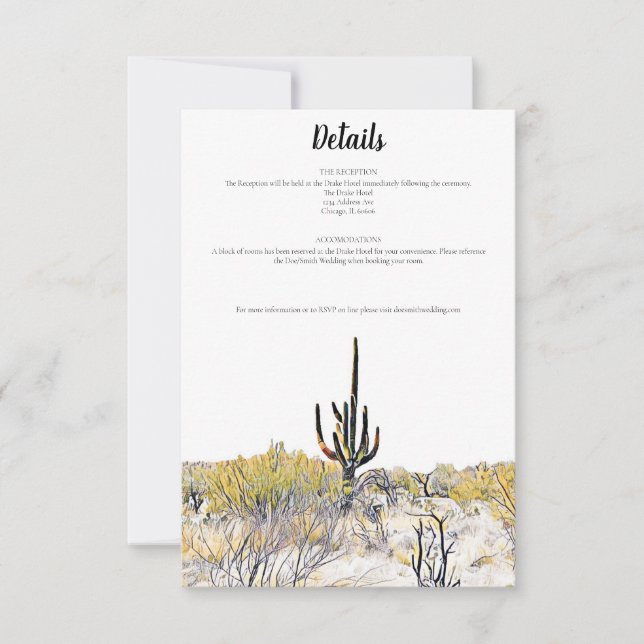 Carte de détails Arizona Desert Saguaro Cactus (Devant)