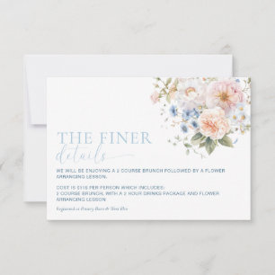 Carte de détails de Baby Shower Fleurs Bleues Harg