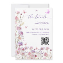 Carte de détails de Baby Shower Petite Papillon 