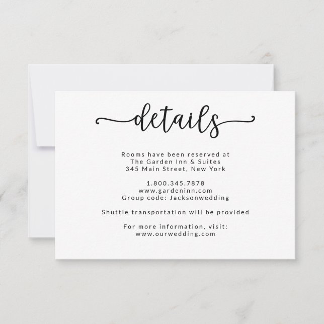 Carte de détails de calligraphie We Tied the Knot (Devant)