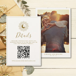 Carte de détails de code QR intemporelle Sun et Mo