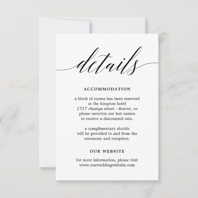 Carte de détails de couleur modifiable de script m (Devant)