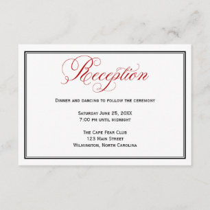 Carte de détails de la réception de mariage rouge 