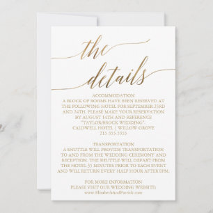 Carte de détails de mariage 5x7" en calligraphie d