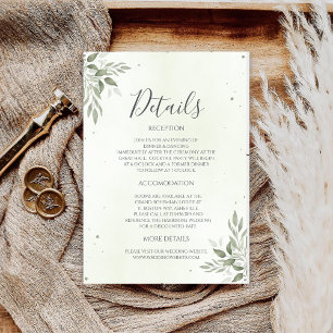 Carte de détails de mariage à la verdure de sauge