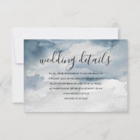 Carte de détails de mariage à l'aquarelle bleu pou