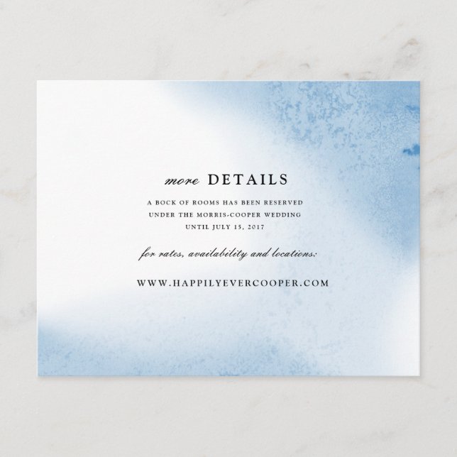 Carte de détails de mariage à l'aquarelle ombrée | (Devant)