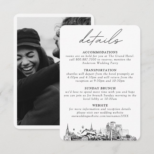 Carte de détails de mariage à Louisville (Devant / Derrière)