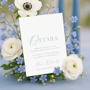 Carte de détails de mariage à monogramme floral bl