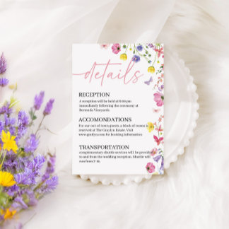 Carte de détails de mariage Amour en fleurs