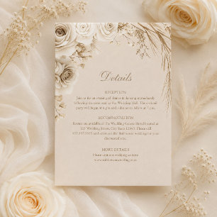 Carte de détails de mariage aux fleurs séchées bei