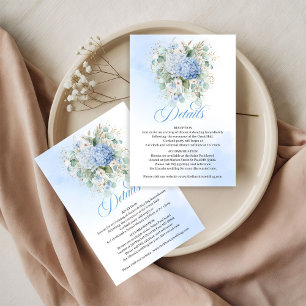Carte de détails de mariage aux hortensias bleus m